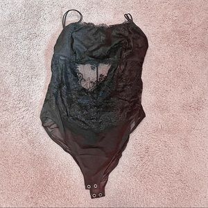 Gilly Hicks Square Neck Lace Bodysuit, Size L